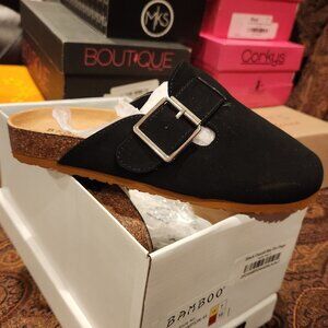 Bamboo Black Slip-on Clogs